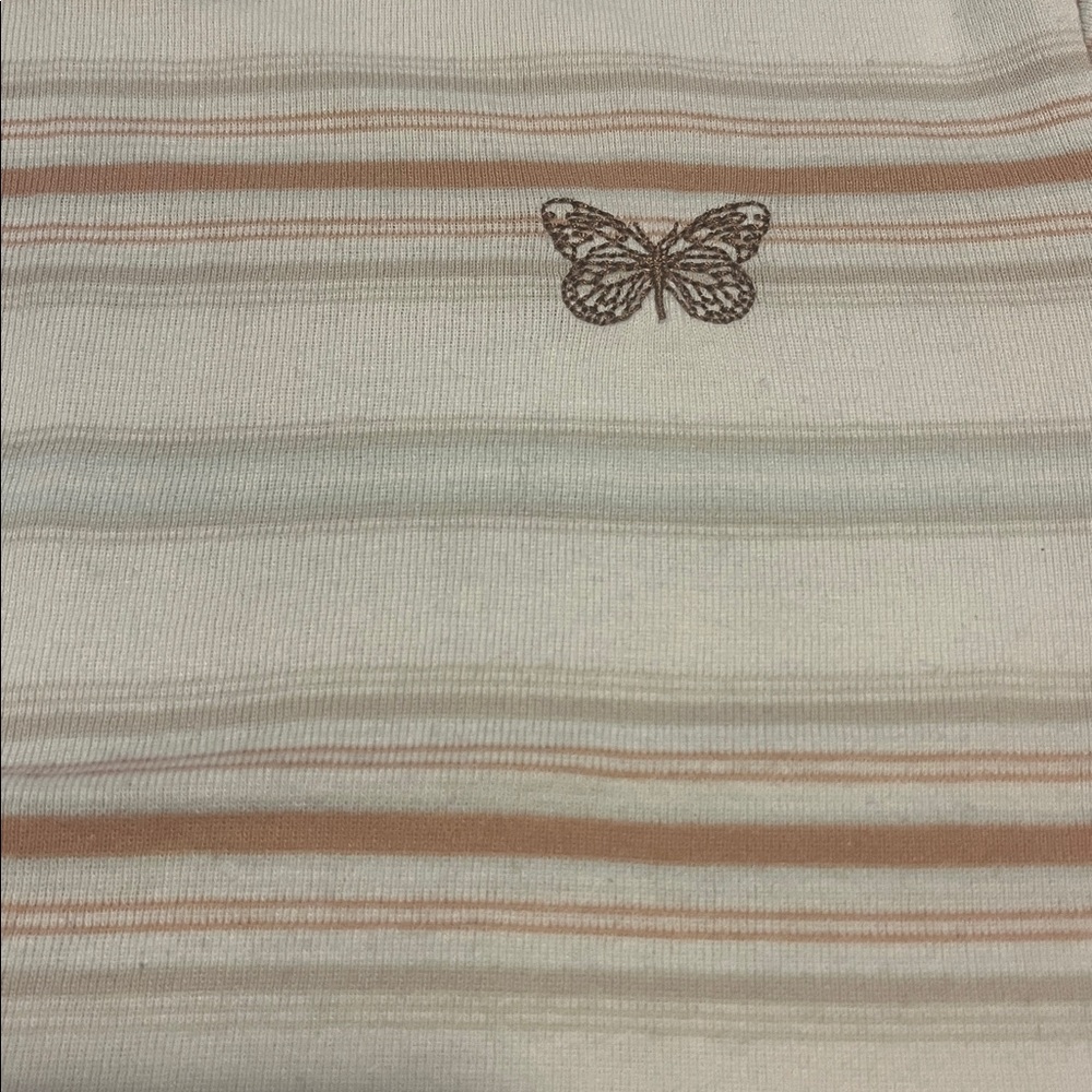 Arizona Jean Company Striped Butterfly Tee - White & Rust